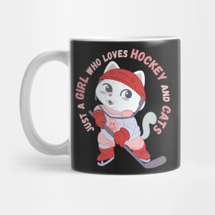 Just A Girl Who Loves Hockey and Cats Gift print Mug